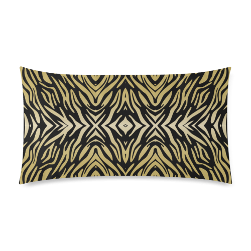 Gold and Black Zebra Print Pattern Custom Rectangle Pillow Case 20"x36" (one side)
