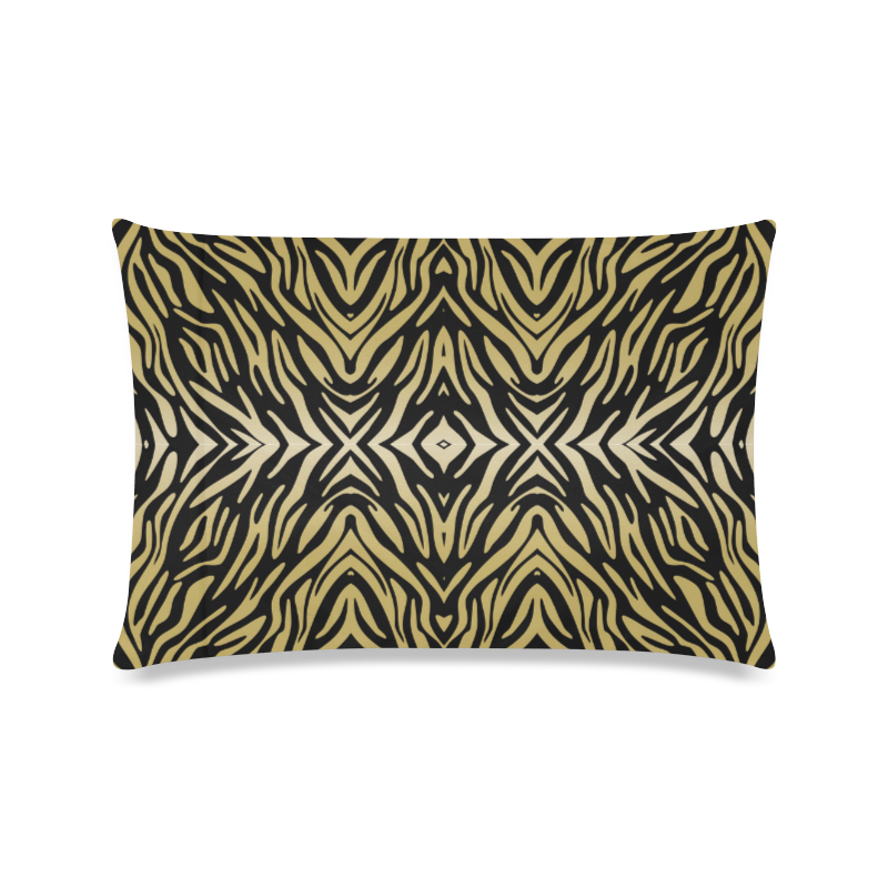 Gold and Black Zebra Print Pattern Custom Zippered Pillow Case 16"x24"(Twin Sides)