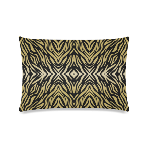 Gold and Black Zebra Print Pattern Custom Zippered Pillow Case 16"x24"(Twin Sides)