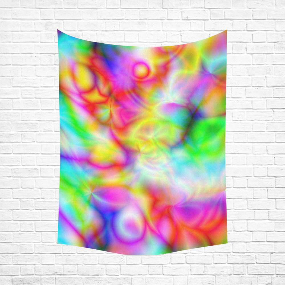 psychedelic tropical blue yellow pink pattern ZT06 Cotton Linen Wall Tapestry 60"x 80"