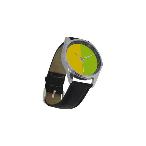 Only two Colors: Sun Yellow - Spring Green Men's Casual Leather Strap Watch(Model 211)