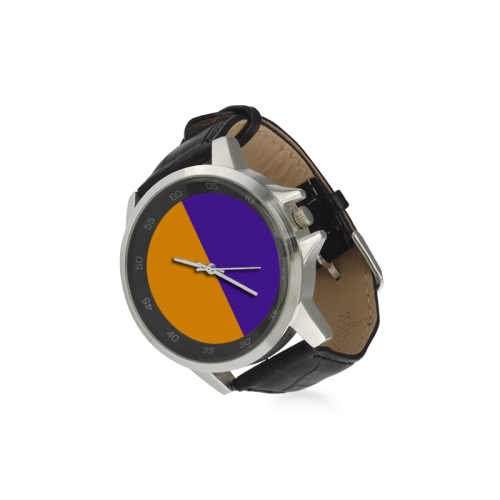 Only Two Colors: Orange - Violet Lilac Unisex Stainless Steel Leather Strap Watch(Model 202)