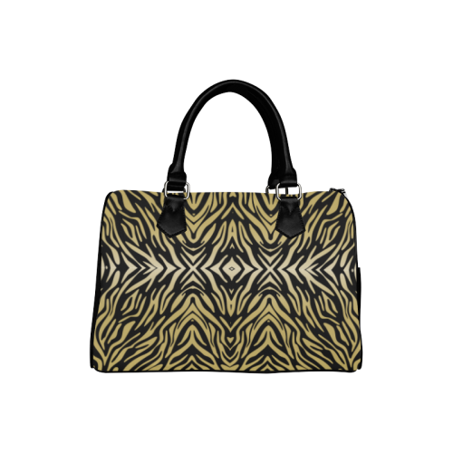 Gold and Black Zebra Print Pattern Boston Handbag (Model 1621)