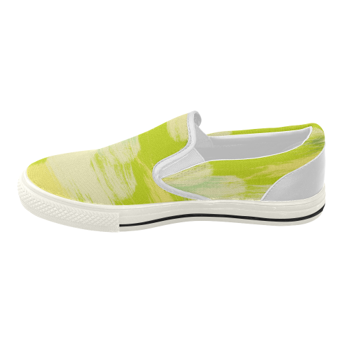 Spring Feeling Green Painting Design Women's Slip-on Canvas Shoes (Model 019)