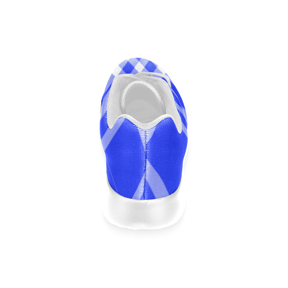 Blue and White Tartan Plaid Women’s Running Shoes (Model 020)