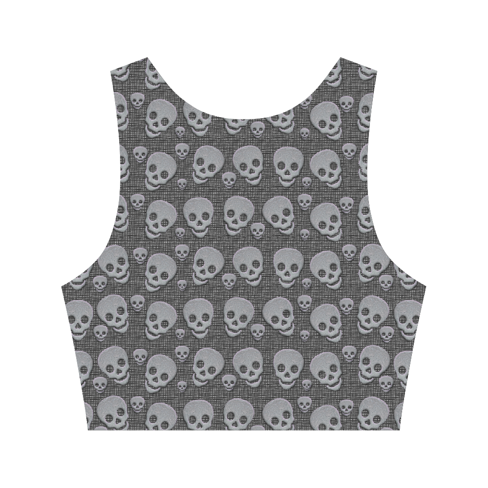 SKULLS BLACK Women's Crop Top (Model T42)