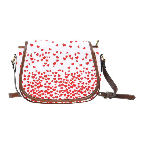 Red Falling Hearts on Pink Saddle Bag/Small (Model 1649) Full Customization