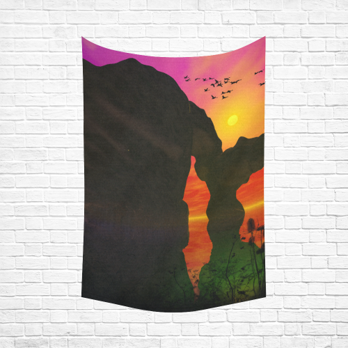 Wonderful sunset over the sea Cotton Linen Wall Tapestry 60"x 90"