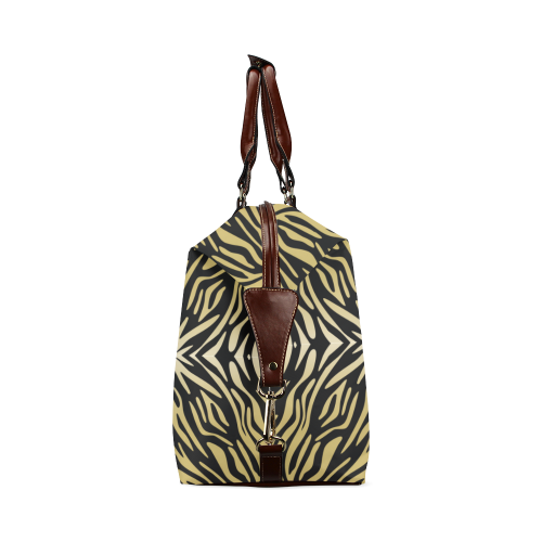 Gold and Black Zebra Print Pattern Classic Travel Bag (Model 1643)