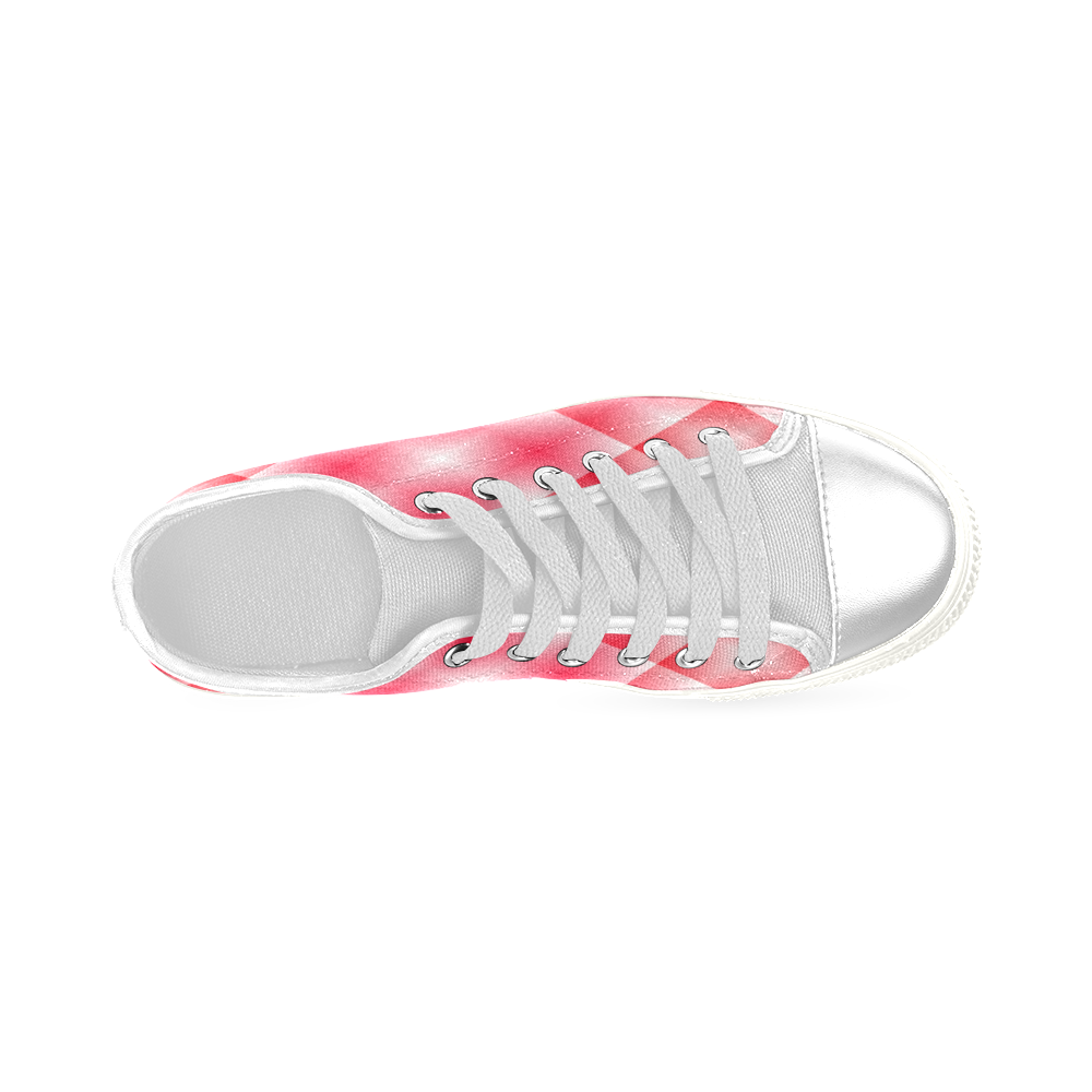 Pink and White Tartan Plaid Women's Classic Canvas Shoes (Model 018)
