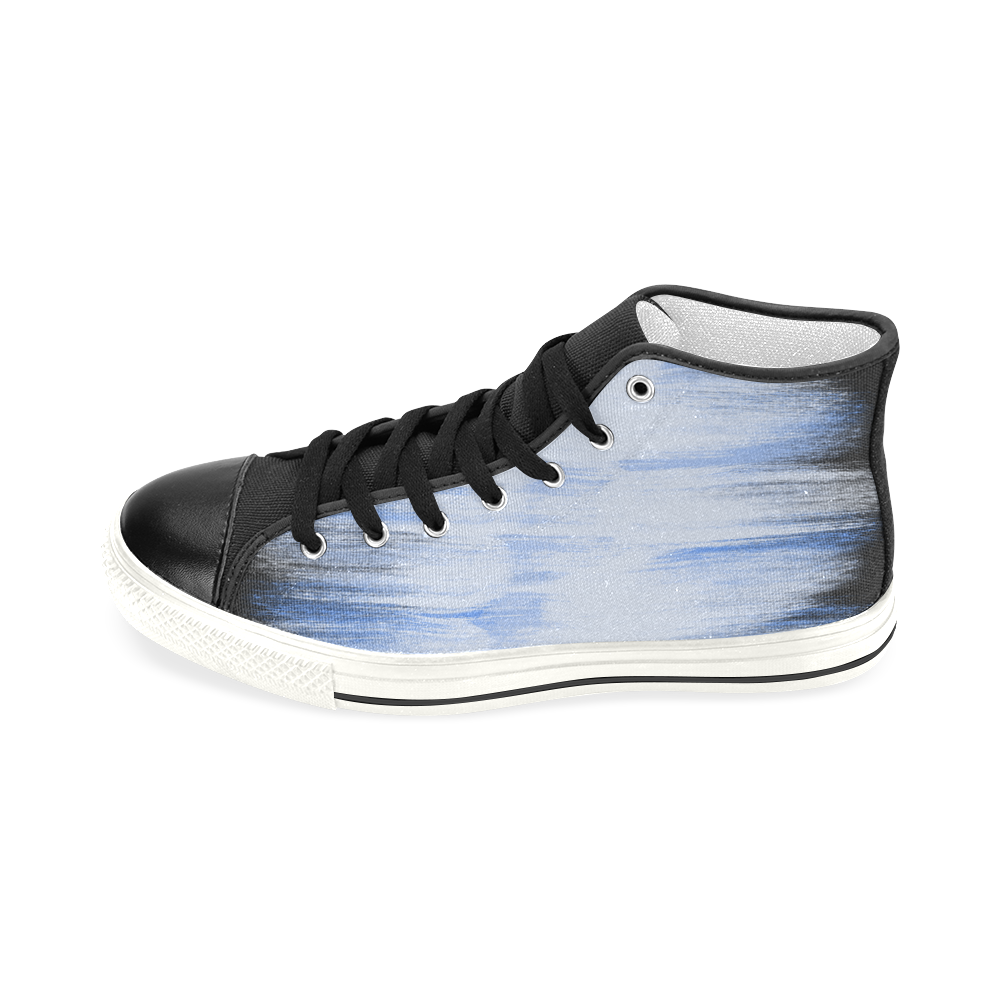 Cool Fresh Blue Painting Women's Classic High Top Canvas Shoes (Model 017)