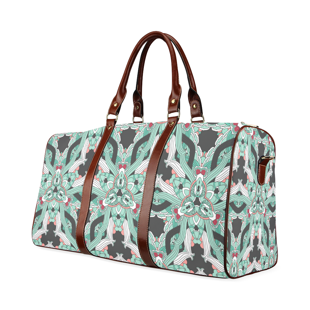 Zandine 0206 vintage green floral pattern Waterproof Travel Bag/Large (Model 1639)