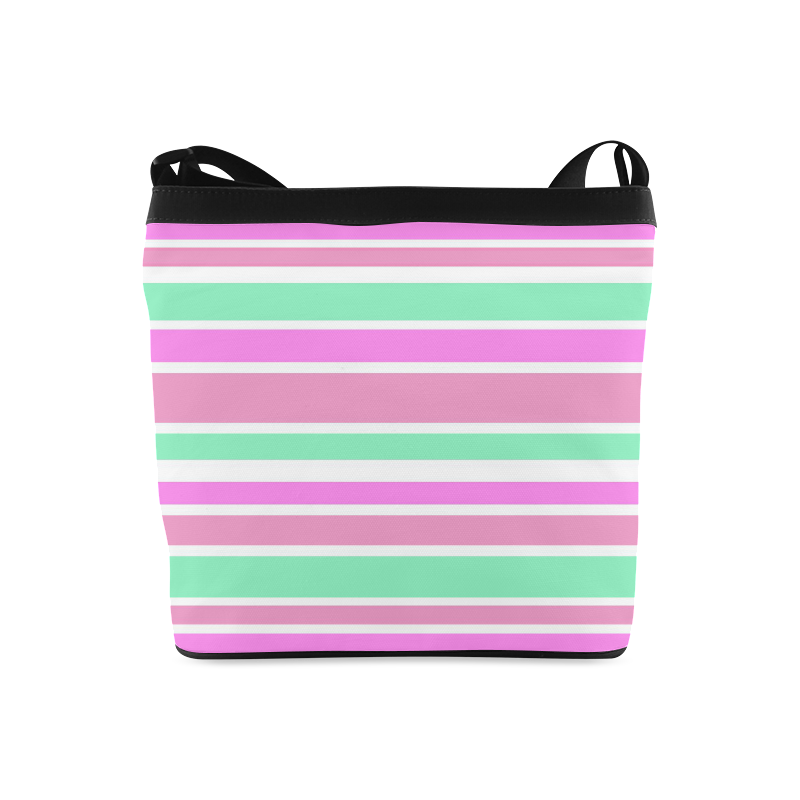 Pink Green Stripes Pattern Crossbody Bags (Model 1613)