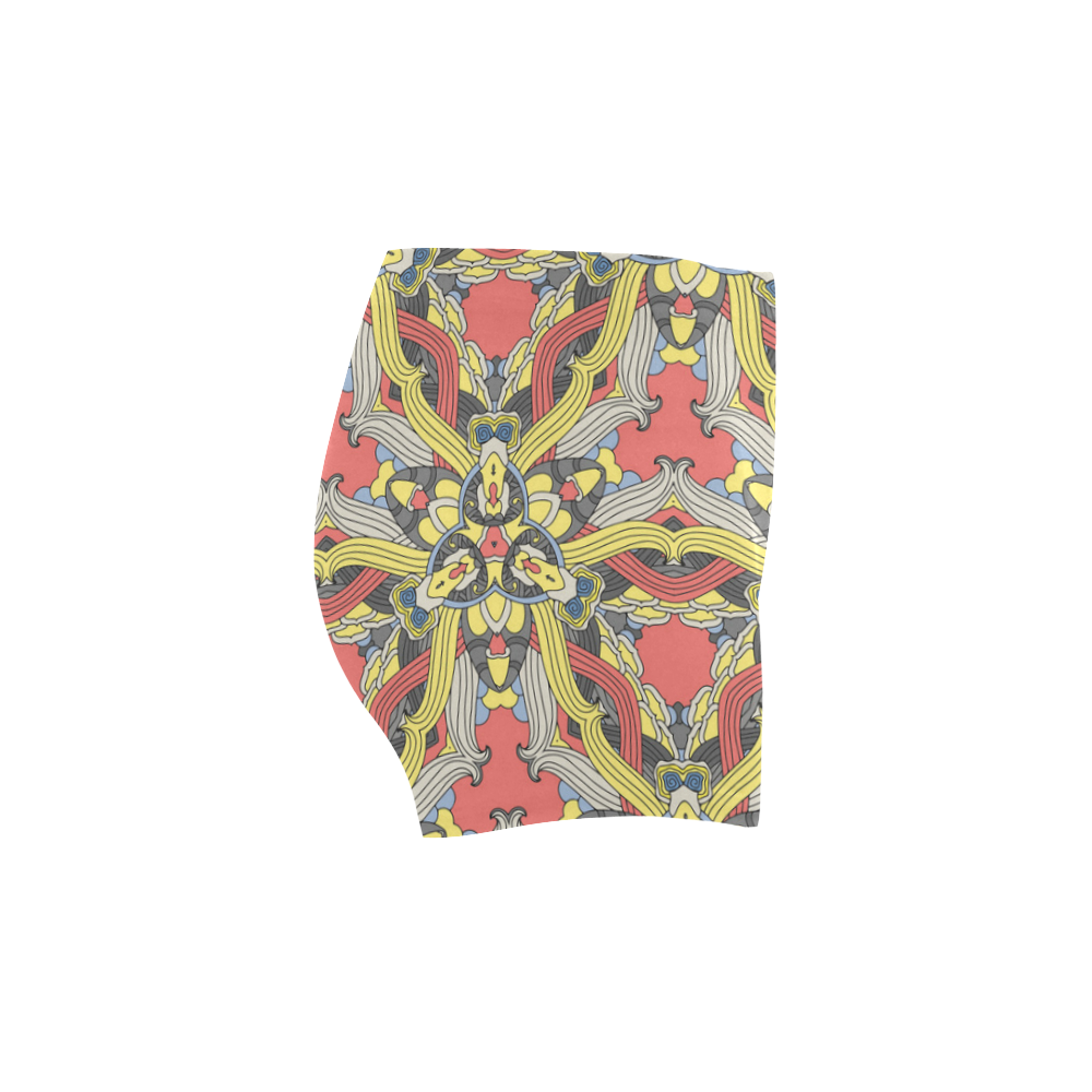 Zandine 0201 pink yellow vintage floral pattern Briseis Skinny Shorts (Model L04)