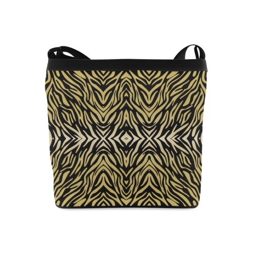 Gold and Black Zebra Print Pattern Crossbody Bags (Model 1613)