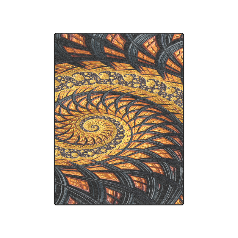Spiral Yellow and Black Staircase Fractal Blanket 50"x60"