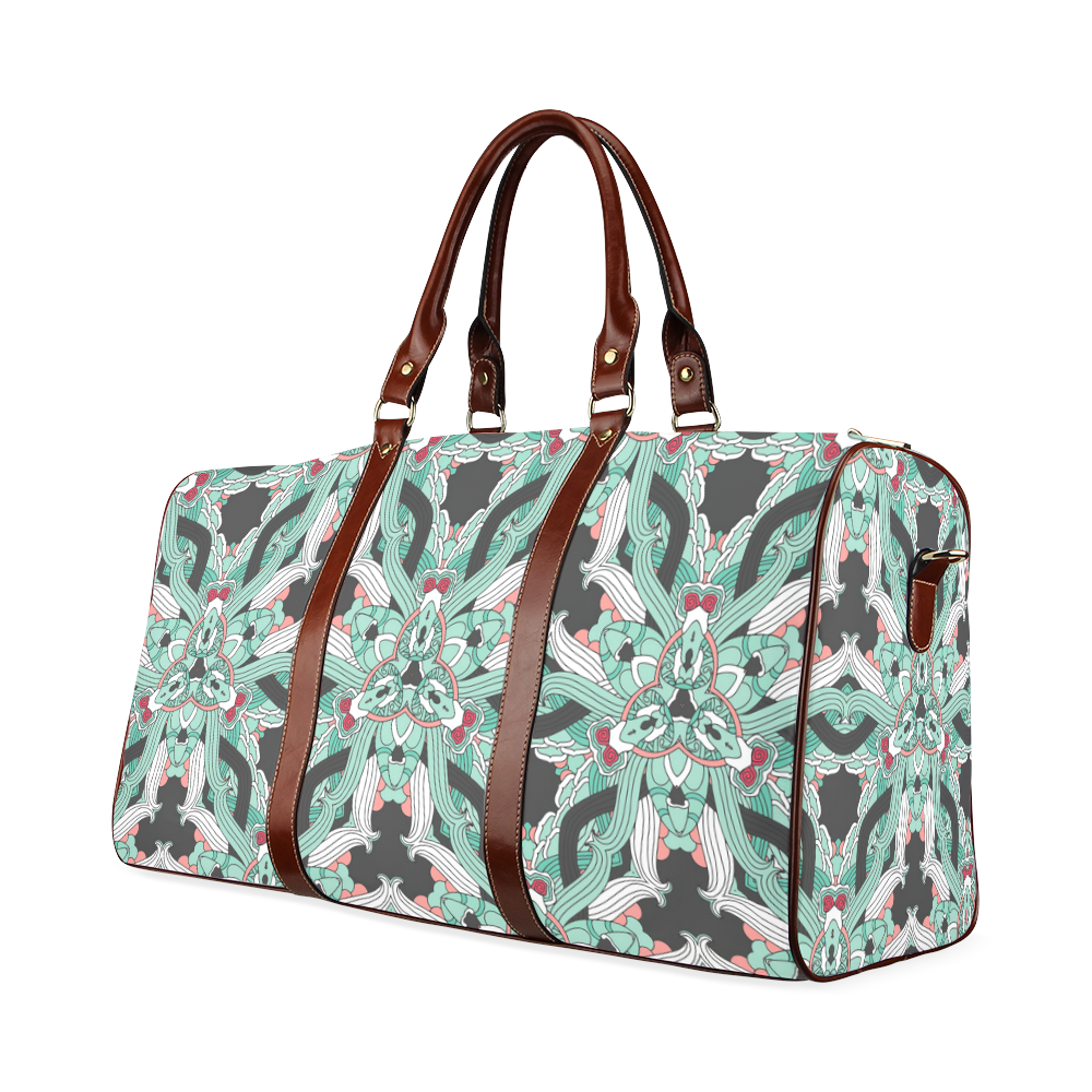 Zandine 0206 vintage green floral pattern Waterproof Travel Bag/Small (Model 1639)