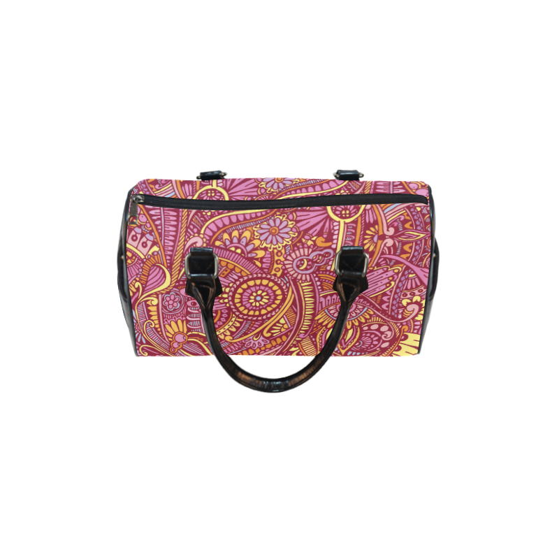 zz0106 floral pink hippie flower whimsical pattern Boston Handbag (Model 1621)
