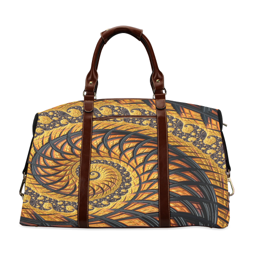 Spiral Yellow and Black Staircase Fractal Classic Travel Bag (Model 1643)