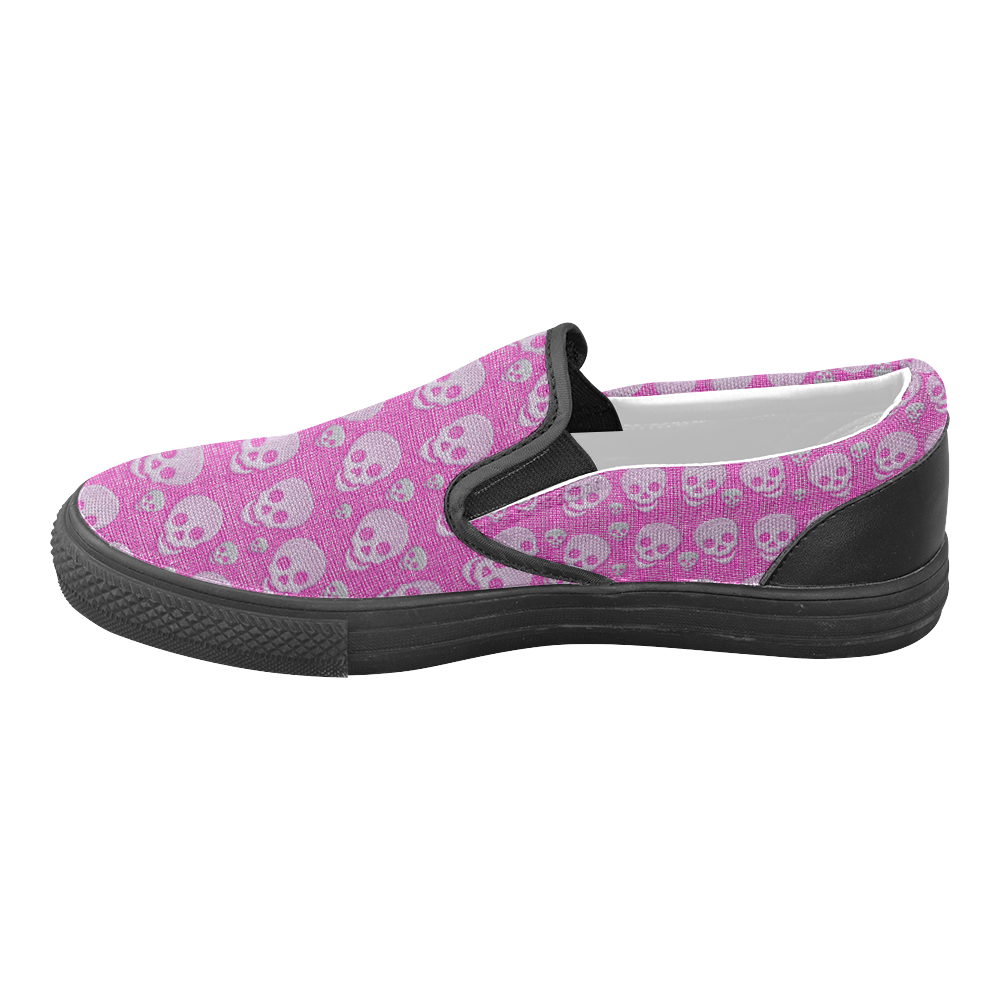 SKULLS PINKY Women's Unusual Slip-on Canvas Shoes (Model 019)