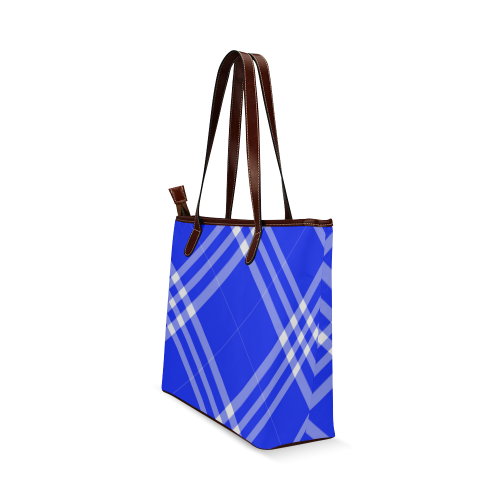 Blue and White Tartan Plaid Shoulder Tote Bag (Model 1646)