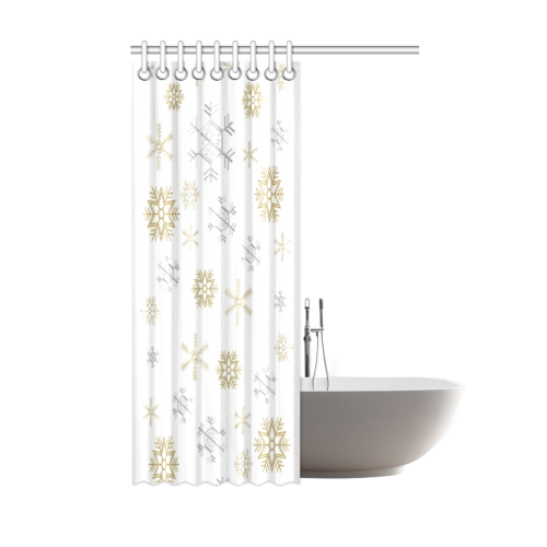 Silver and Gold Snowflakes on a White Background 2 Shower Curtain 48"x72"