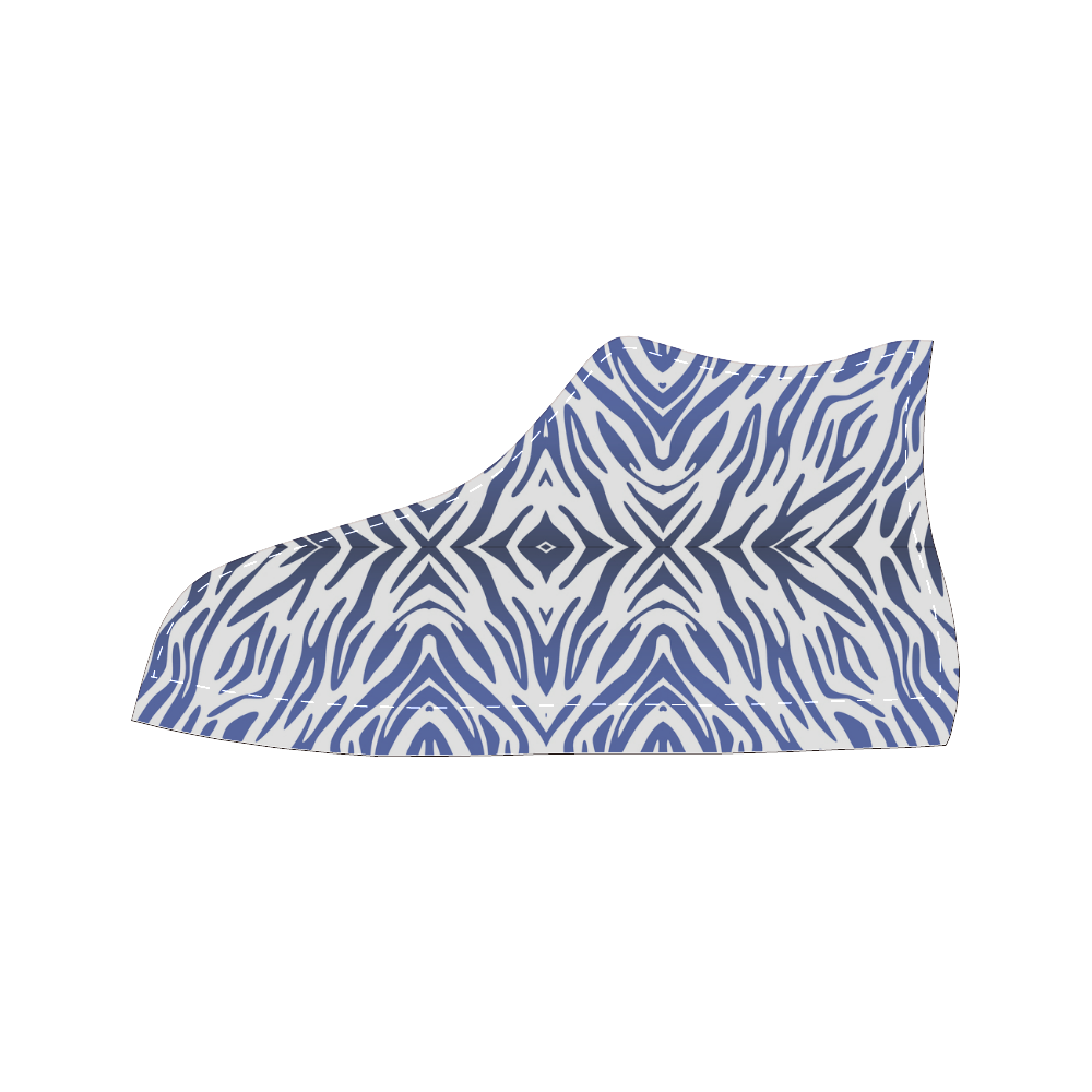 Blue Zebra Print Pattern Men’s Classic High Top Canvas Shoes (Model 017)