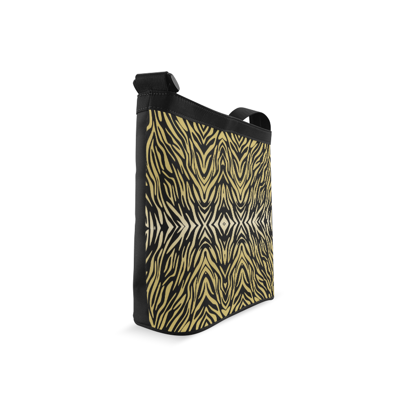 Gold and Black Zebra Print Pattern Crossbody Bags (Model 1613)