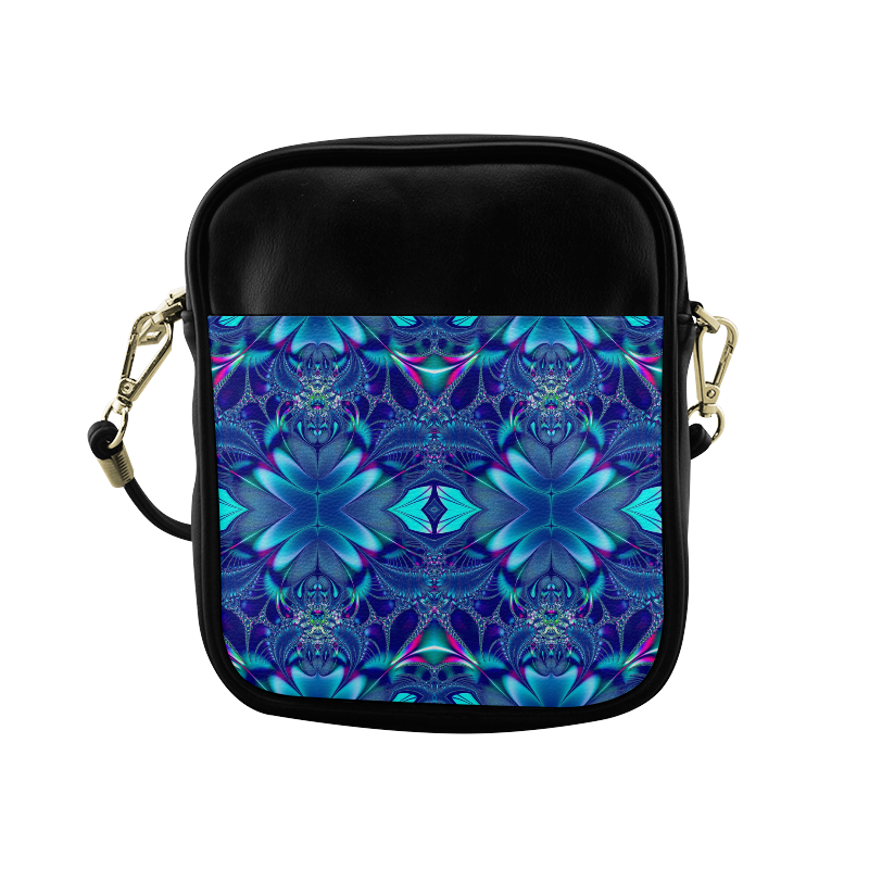 Blue Elegance Fractal Abstract Sling Bag (Model 1627)