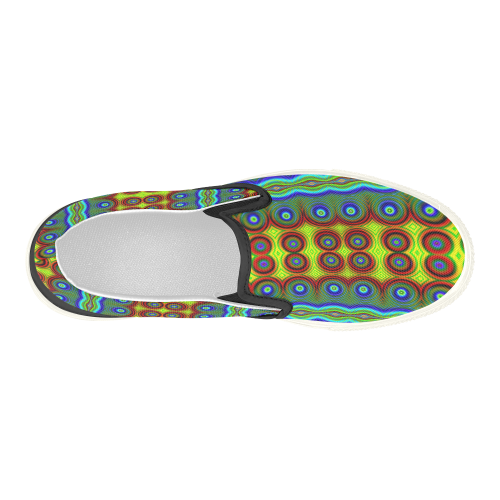 Candy Dots Abstract Fractal Women's Slip-on Canvas Shoes (Model 019)