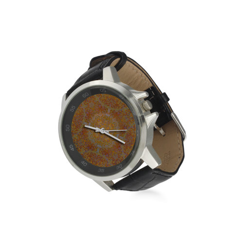 Magic mandala 2 Unisex Stainless Steel Leather Strap Watch(Model 202)