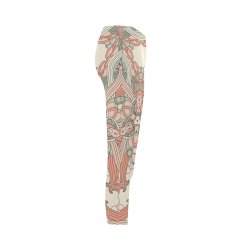 Zandine 0205 vintage floral pattern Capri Legging (Model L02)