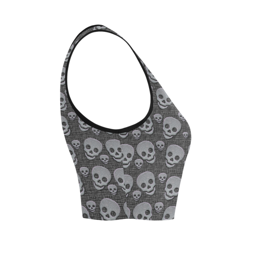 SKULLS BLACK Women's Crop Top (Model T42)