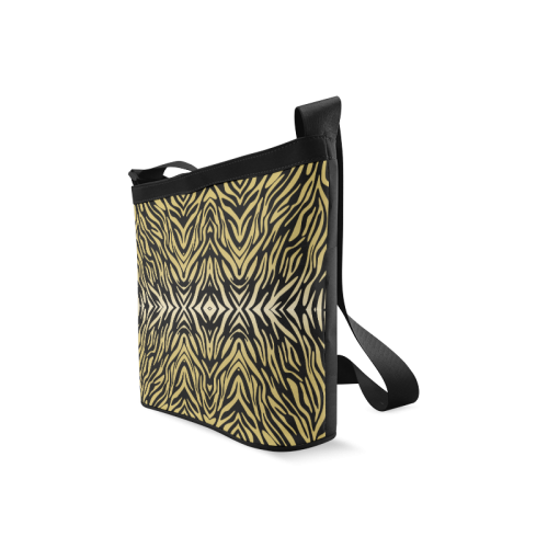 Gold and Black Zebra Print Pattern Crossbody Bags (Model 1613)