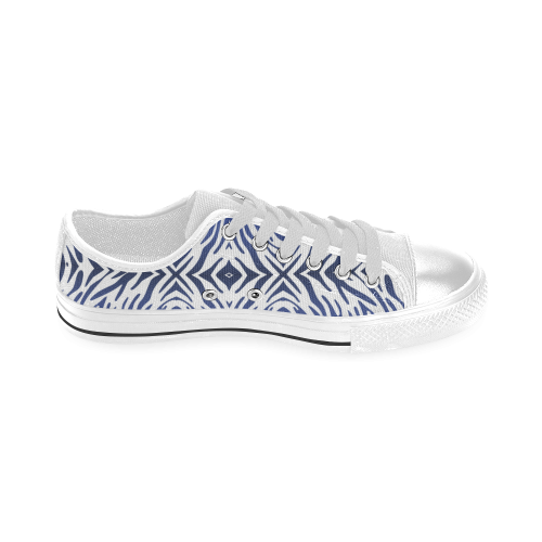 Blue Zebra Print Pattern Men's Classic Canvas Shoes (Model 018)
