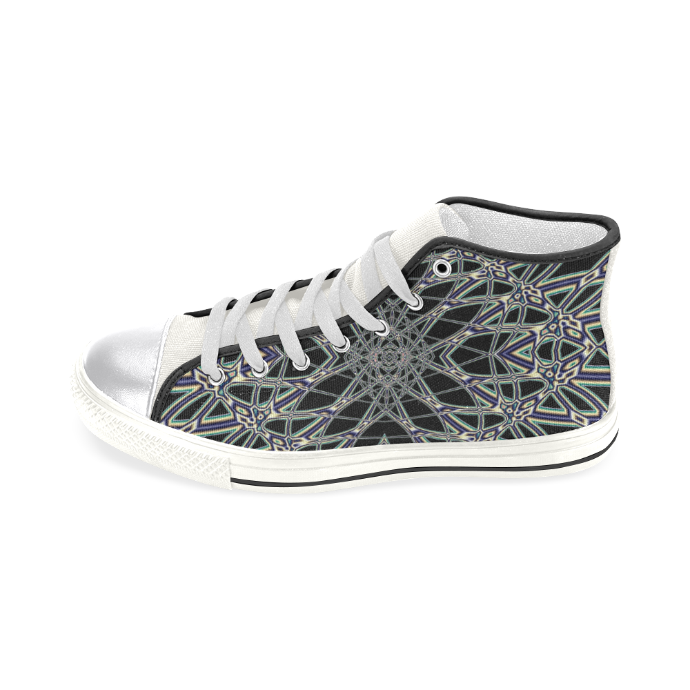 Fishnet Fractal Abstract Women's Classic High Top Canvas Shoes (Model 017)