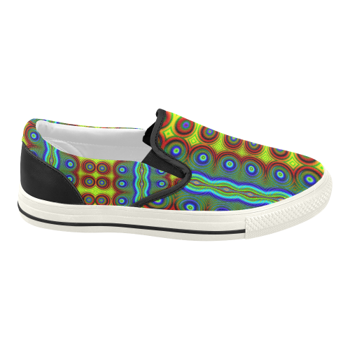 Candy Dots Abstract Fractal Women's Slip-on Canvas Shoes (Model 019)