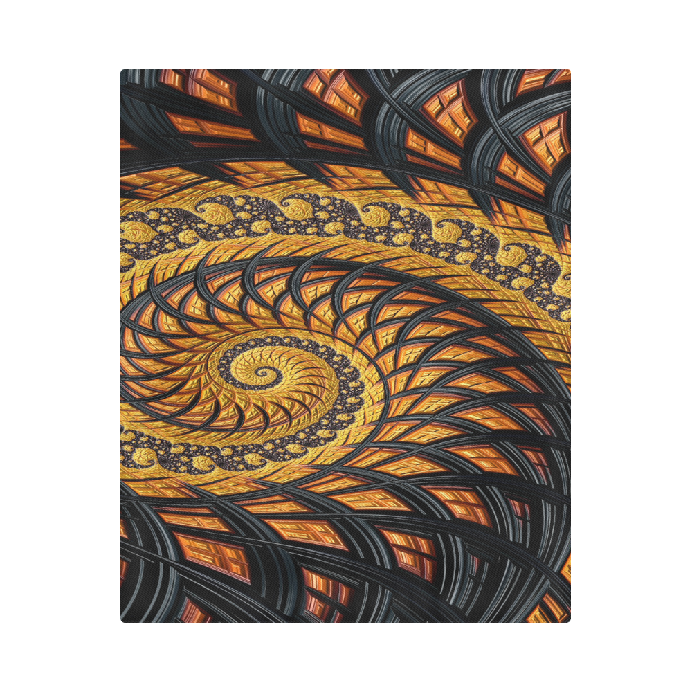 Spiral Yellow and Black Staircase Fractal Duvet Cover 86"x70" ( All-over-print)