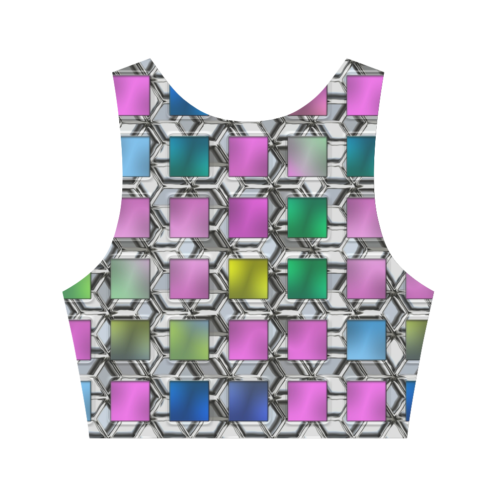 DIAMANT MULTICOLOR Women's Crop Top (Model T42)