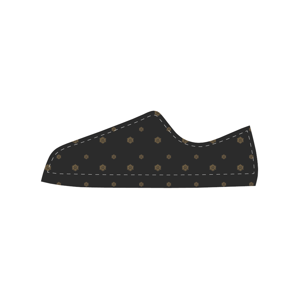 Golden Snowflakes On A Midnight Black Background Men's Classic Canvas Shoes (Model 018)