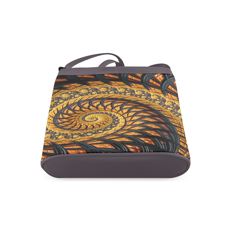 Spiral Yellow and Black Staircase Fractal Crossbody Bags (Model 1613)