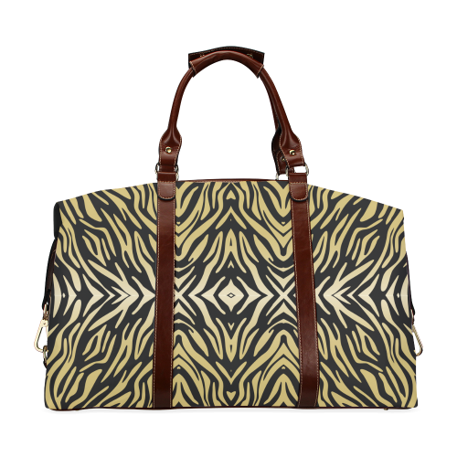 Gold and Black Zebra Print Pattern Classic Travel Bag (Model 1643)