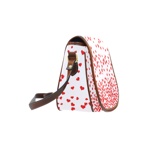 Red Falling Hearts on Pink Saddle Bag/Small (Model 1649) Full Customization