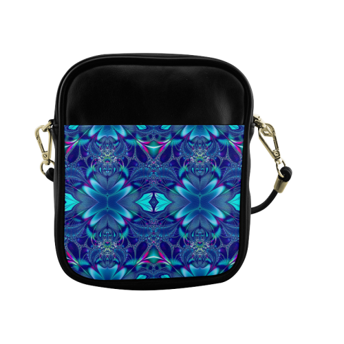 Blue Elegance Fractal Abstract Sling Bag (Model 1627)