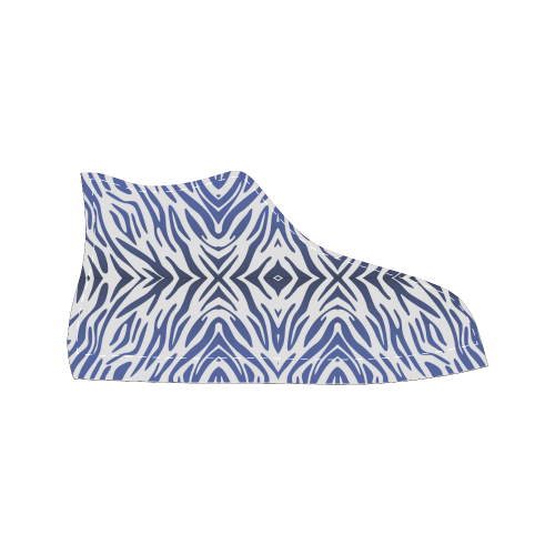 Blue Zebra Print Pattern Men’s Classic High Top Canvas Shoes (Model 017)