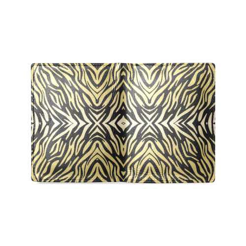 Gold and Black Zebra Print Pattern Men's Leather Wallet (Model 1612)