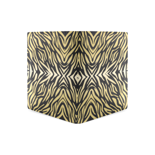 Gold and Black Zebra Print Pattern Men's Leather Wallet (Model 1612)