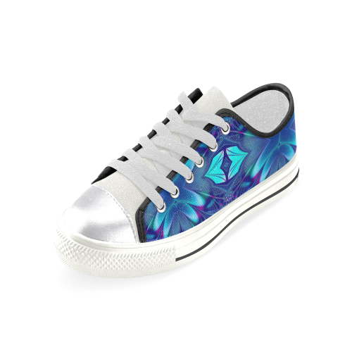 Blue Elegance Fractal Abstract Women's Classic Canvas Shoes (Model 018)