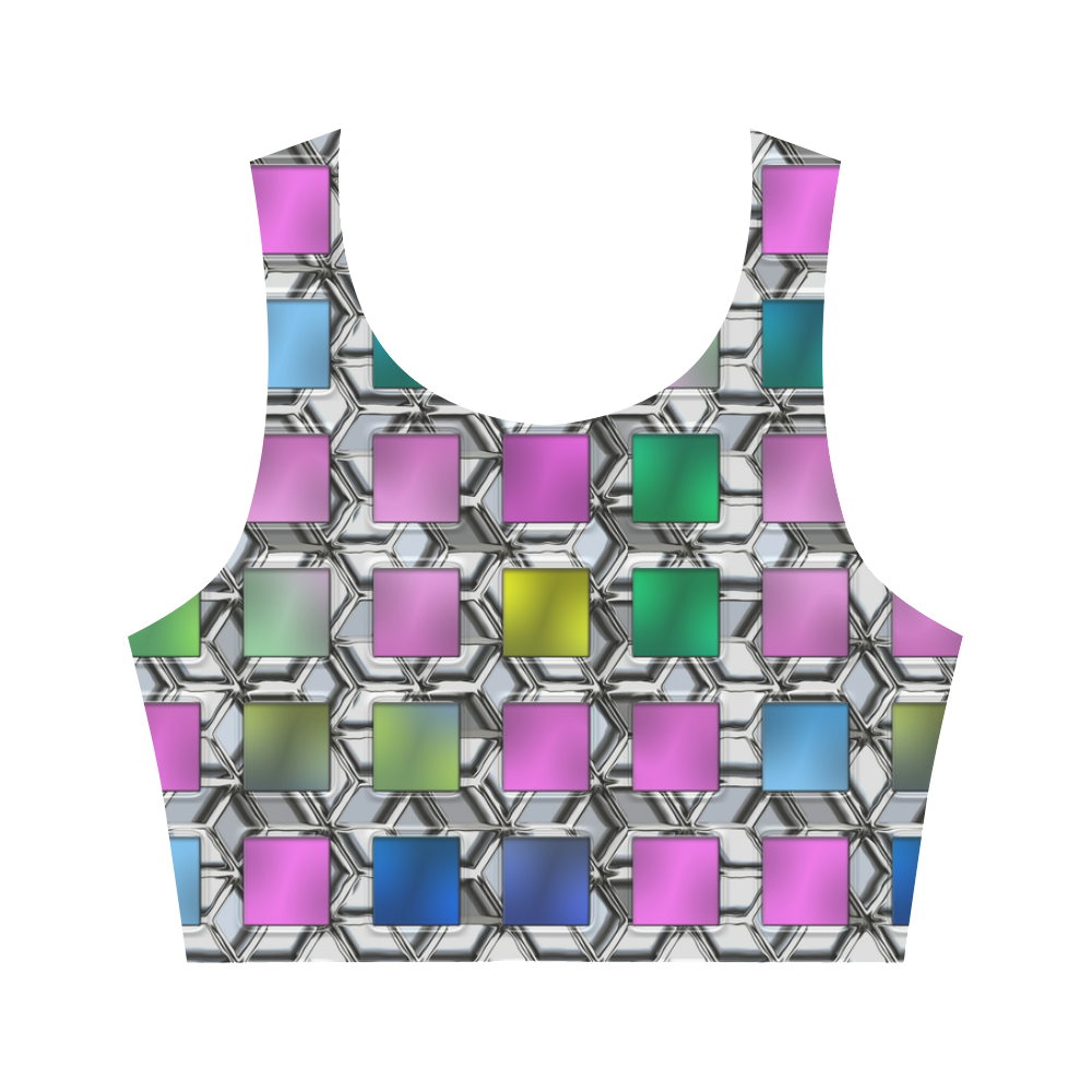 DIAMANT MULTICOLOR Women's Crop Top (Model T42)