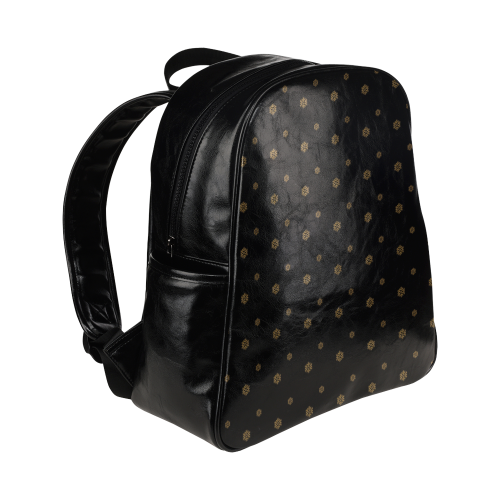 Golden Snowflakes On A Midnight Black Background Multi-Pockets Backpack (Model 1636)